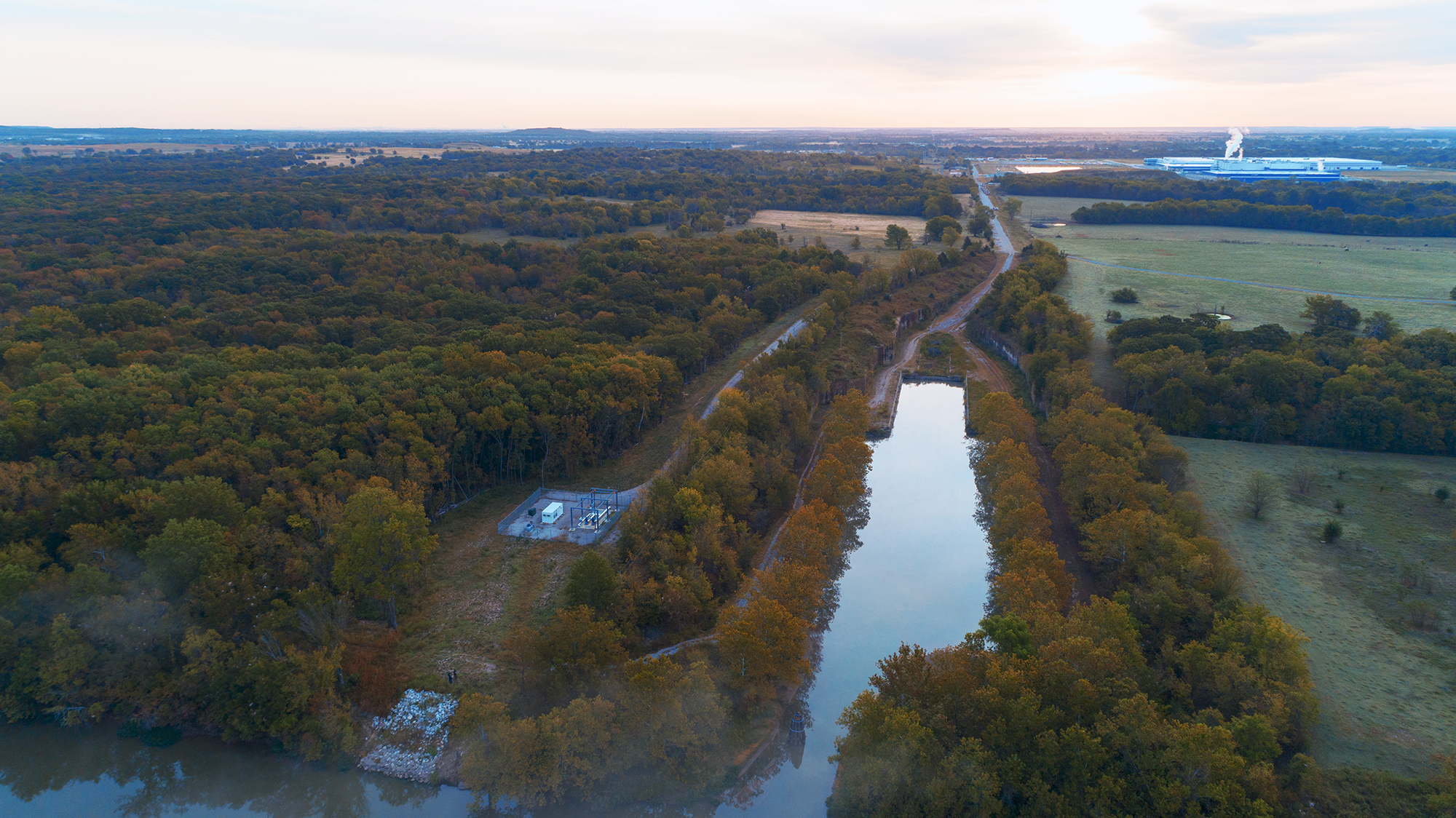 Aerial view of the proposed site at the Tulsa Port of Inola