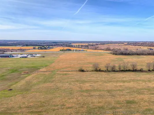 Aerial view of Oklahoma farmland and agriculture